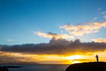 Autumn landscape and beach in Lofoten Islands, Northern Norway