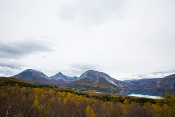Autumn landscape and mountains in South of Norway
