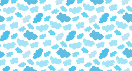 Fototapeta na wymiar Cute Cloudy Seamless Pattern on White Background. Hand Drawn Vector Illustration. Great for Textile, Fabric Prints, Wrapping Paper.