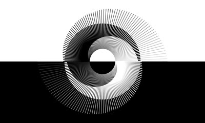 Black and white lines abstract background. Yin and yang symbol. Day and night concept.