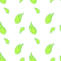 Vector seamless pattern white, green leaves, plant, botany. Background illustration, decorative design for fabric or paper. Ornament modern