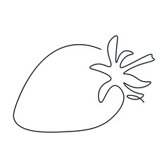 Continuous single line drawing of a strawberry. Fruit drawn with one line. Drawing whole object single line. Abstract, minimalistic style. Vector illustration isolated background.