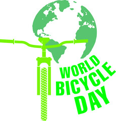 World Bicycle Day illustration concept logo. Commemorating World Bicycle Day on 3rd June.