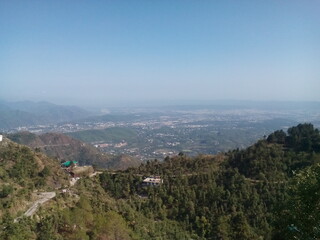 Hill Top view of Dehradun from Mussoorie.