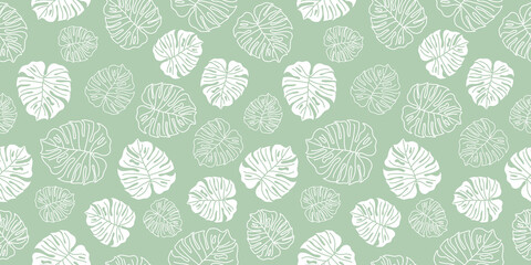 Jungle backdrop, repeating design. Vector Botanical leaves. Seamless pattern with tropical plants. Abstract Plant design for cover, print, wallpaper, textile, fabric, minimal and natural wall art.