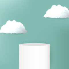 Modern podium with white clouds Vector