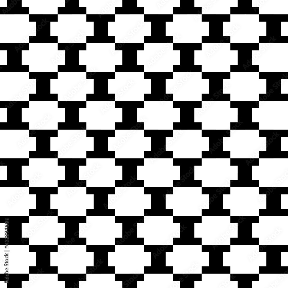 Poster White bricks and black gap. Vector monochrome and seamless pattern with bricks.