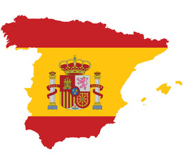 Fototapeta premium Map Flag of Spain isolated on white background. Vector illustration eps 10