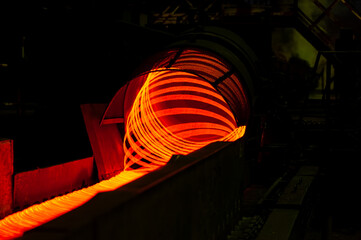 Manufacturing of Industrial Steel Wire on a Wire Mill.