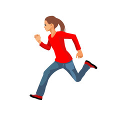 Fototapeta na wymiar Vector isolated figure of a teen girl running fast