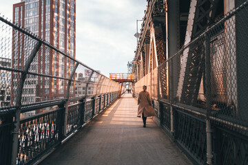 city bridge city woman New York usa 