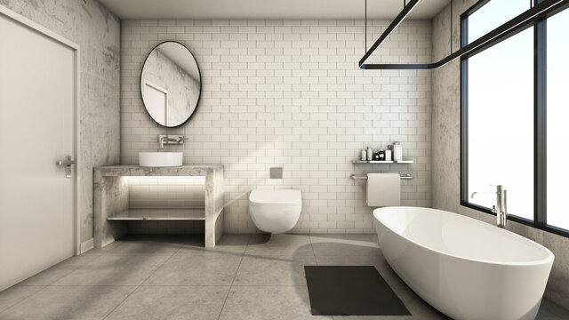 Bathroom design Modern and Loft - 3D render