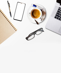 Laptop Coffe And Notes For Work Project Today Flat