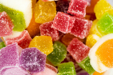 Closed up cube colorful jelly candy