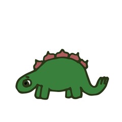 Obraz premium Cheerful funny dinosaur. Dino illustration. Cartoon sketch style. Hand outline drawing of animal. vector