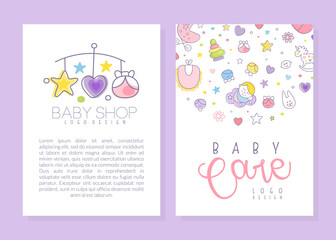 Obraz na płótnie Canvas Cute Baby Care Poster Template with Copyspace Vector Illustration