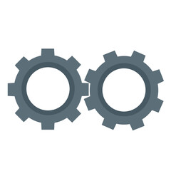 Gears. Details of the mechanism and machine. Interaction and collaboration icon. Steel object. Flat cartoon
