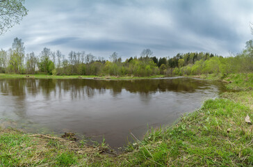 Spring view by the river Dubysa.