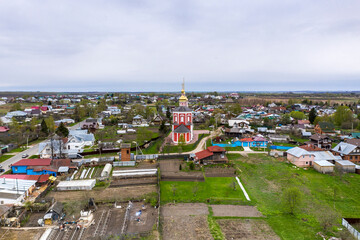 a panoramic view of the historical center of the temples and monasteries of the city of Suzdal in...
