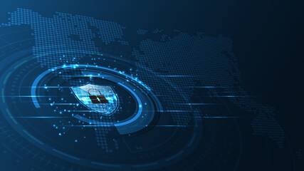 3D Protected guard shield security concept Security cyber digital Abstract technology background protect system innovation concept  vector illustration