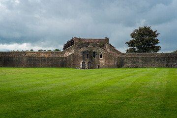The red bricked walls of the castle in Carlisle, Cumbria, UK © smartin69