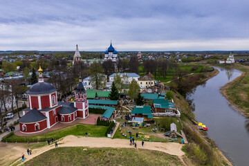 a panoramic view of the historical center of the temples and monasteries of the city of Suzdal in...