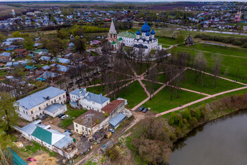a panoramic view of the historical center of the temples and monasteries of the city of Suzdal in...