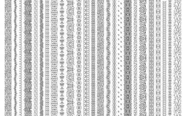 Set of elegant geometric and floral seamless borders. old Victorian, and modern abstract motif