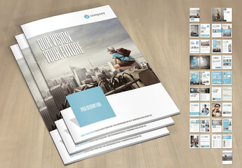 Annual Report Template with Pale Blue and Light Gray Elements