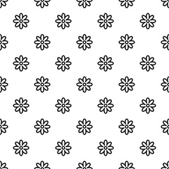 Beautiful small black chamomile flowers isolated on white background. Cute monochrome floral seamless pattern. Vector simple flat graphic illustration. Texture.