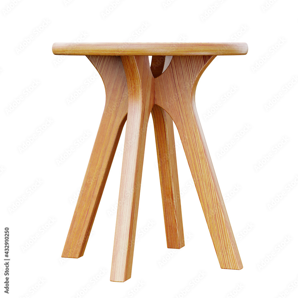 Poster wooden stoll isolated on white background. clipping path included. 3d render. 3d illustration.