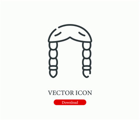 Braid vector icon.  Editable stroke. Linear style sign for use on web design and mobile apps, logo. Symbol illustration. Pixel vector graphics - Vector