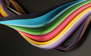  Rainbow color strip wave paper. Abstract texture horizontal long background.