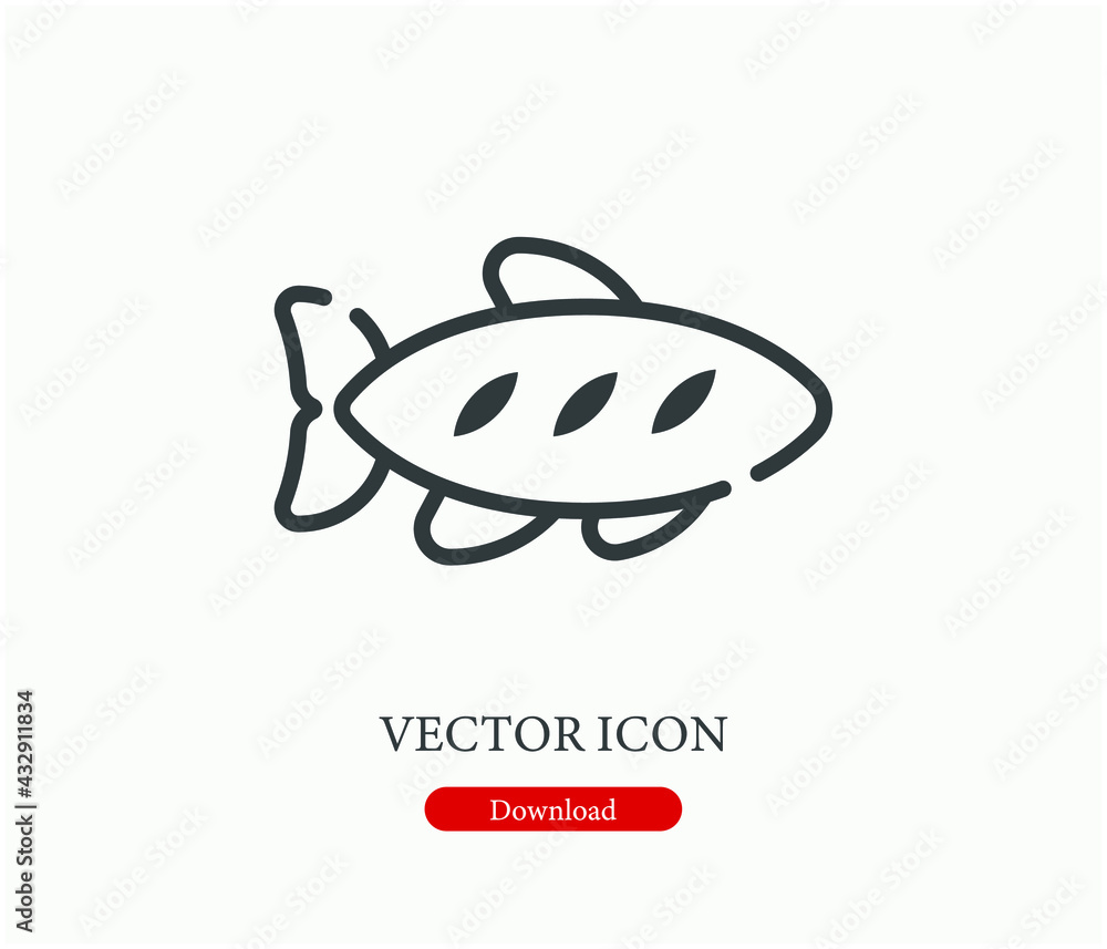 Poster fish vector icon. editable stroke. linear style sign for use on web design and mobile apps, logo. sy