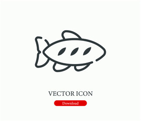 Fish vector icon.  Editable stroke. Linear style sign for use on web design and mobile apps, logo. Symbol illustration. Pixel vector graphics - Vector