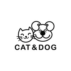 Cat and Dog Illustration Logo Tamplate