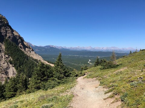 The hiking views from Table Mountain in Castle Provincial Park, Alberta, Canada during the summer.