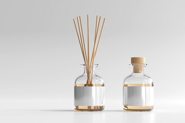Isolated Incense Air Freshener Reed Diffuser Glass Bottle 3D Rendering