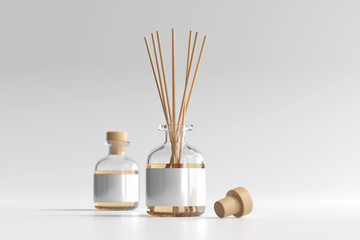 Isolated Incense Air Freshener Reed Diffuser Glass Bottle 3D Rendering