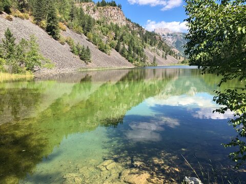 Scenic Clear Water Silver Springs Lakes in Elko, Fernie, British Columbia. Popular hiking, swimming and cliff jumping spot in BC, Canada