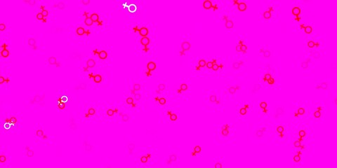 Light Pink, Red vector pattern with feminism elements.