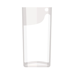 Cartoon vector illustration isolated object transparent glass cup with drink milk