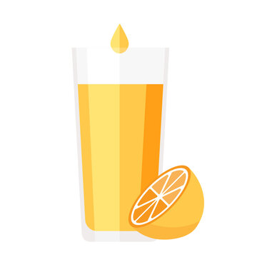 Cartoon vector illustration isolated object fresh fruit yellow lemon and a galss of juice