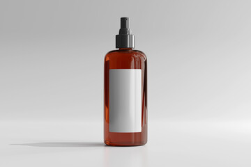 Isolated Amber Glass Cosmetic Spray Bottle 3D Rendering