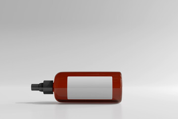 Isolated Amber Glass Cosmetic Spray Bottle 3D Rendering