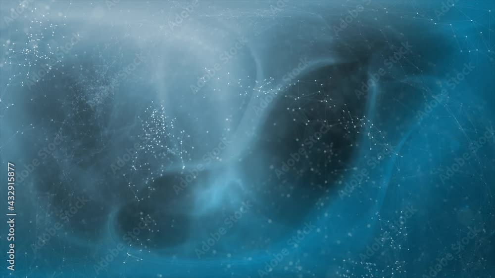 Poster blue glowing smoke effect texture in slow motion, loop copy space animation background.