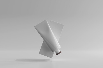 Isolated Cosmetic Tube with Box 3D Rendering