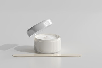 Isolated Cosmetic Jar with Transparent Label 3D Rendering