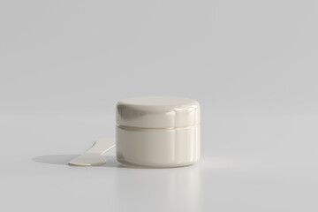 Isolated Cosmetic Jar with Transparent Label 3D Rendering