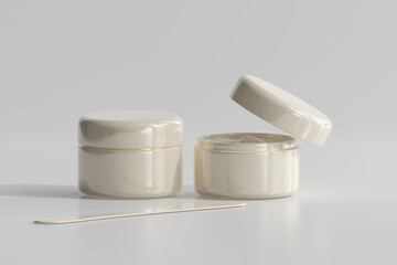Isolated Cosmetic Jar with Transparent Label 3D Rendering